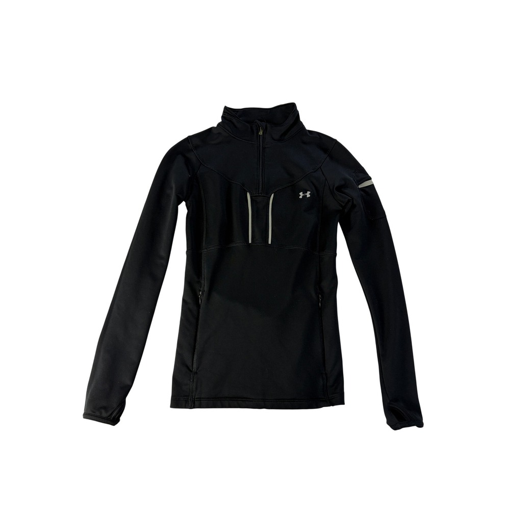 Under Armour 1/4 Zip Pullover Top Womens XS ColdGear Black Outdoor Athletic